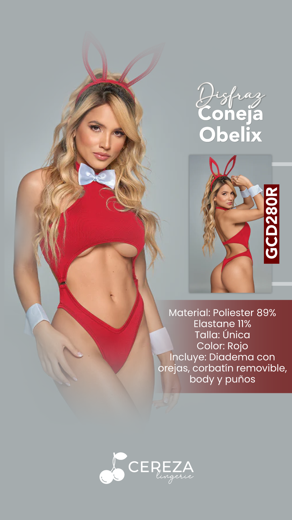 Disfraz Coneja Obelix Rojo