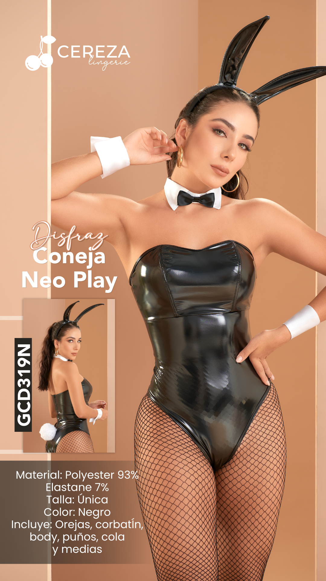 Disfraz Coneja Neo Play Mate Negro